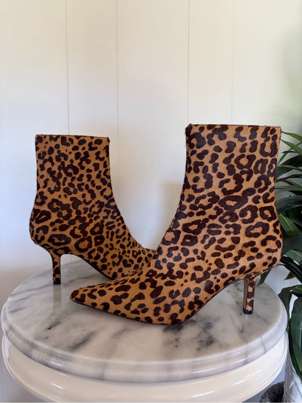 Steve Madden Alston Womens Boots Size 6.5 Leopard Print Calf Hair Pointy Toe
